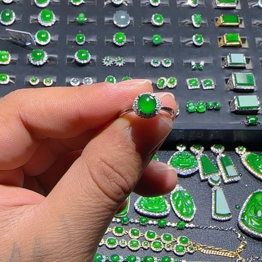 翡翠银S925镶嵌戒指