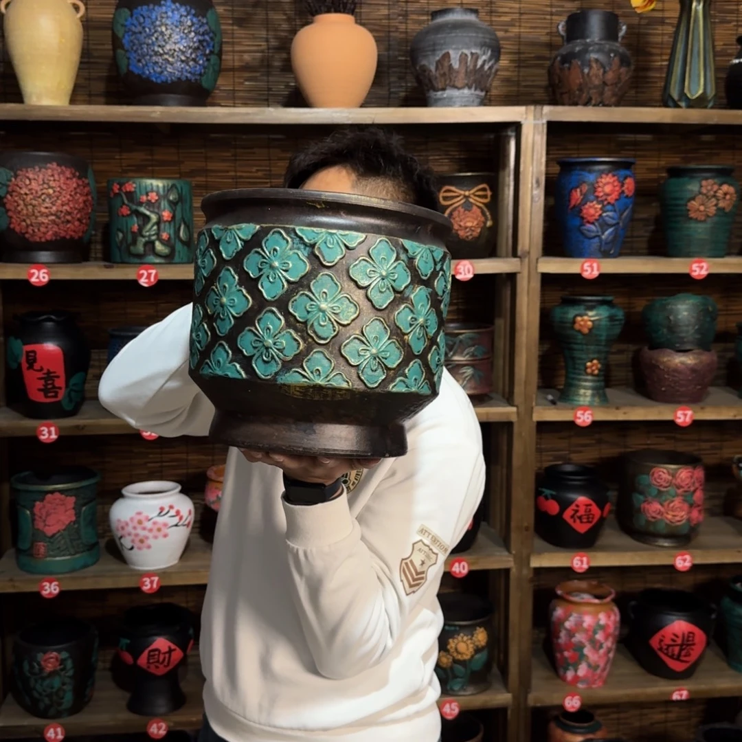 25*25 带孔高端浮雕花盆炸炸炸