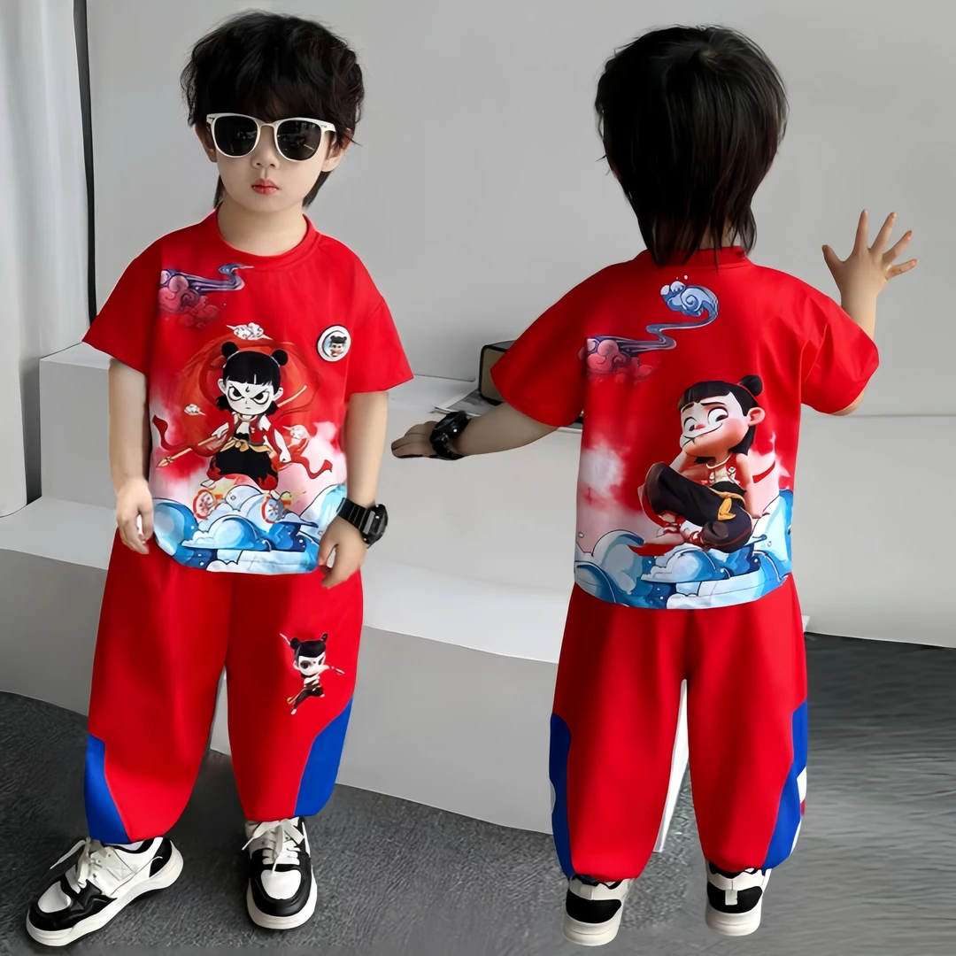 哪吒套装儿童装夏季男童短袖T恤2025新款男孩网红时髦两件套夏装
