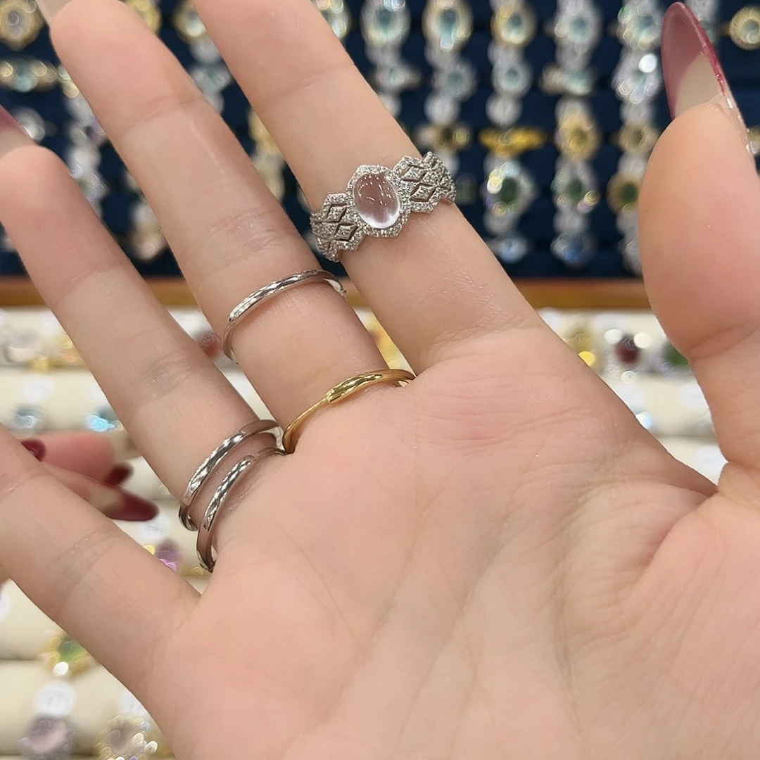 芙蓉石女款银S925镶嵌拔****?戒指21