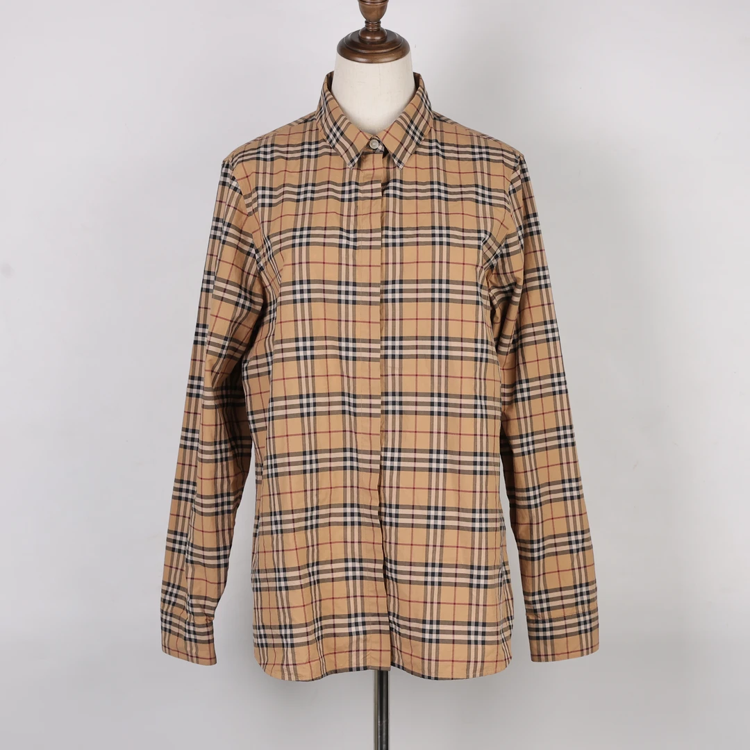 99新 BURBERRY/博柏利 棉/25110628格纹衬衫长袖外套L码衬衣女装