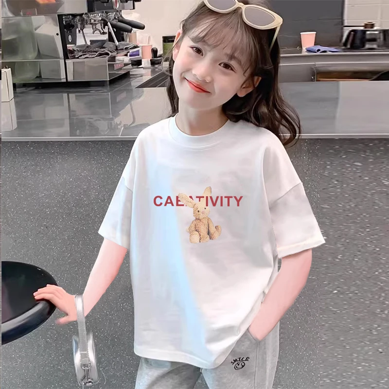 女童夏季短袖T恤儿童装洋气时髦纯棉夏装半袖大童女孩上衣服8岁12