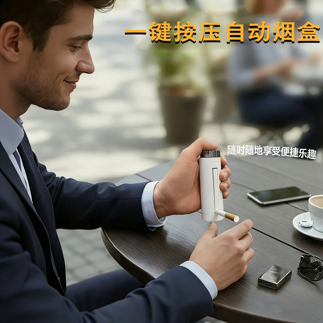 新款粗支烟盒创意一体自动弹烟烟盒炫酷随身携带一按取烟PVC材质