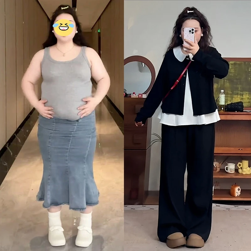 大码胖MM显瘦韩系慵懒风娃娃领内搭女早秋短款针织开衫减龄两件套