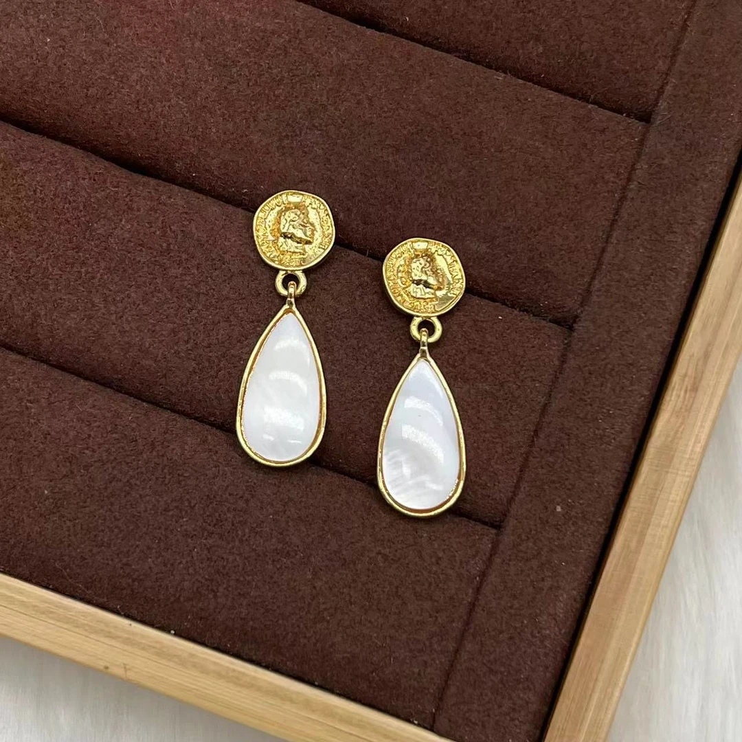 合金贝壳耳饰 远远（YY144） 时尚百搭气质耳钉小众简约优雅