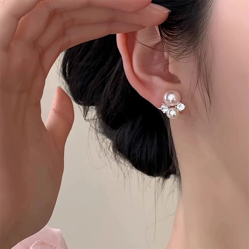 无耳洞「粉雪抱珠」法式温柔耳饰女轻奢小众设计感无痛蚊香盘耳夹