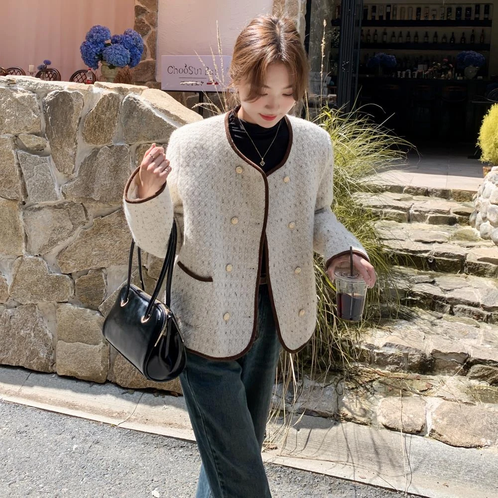 小香风羽绒服内胆外套女冬短款小个子2025新款加厚保暖粗花呢上衣