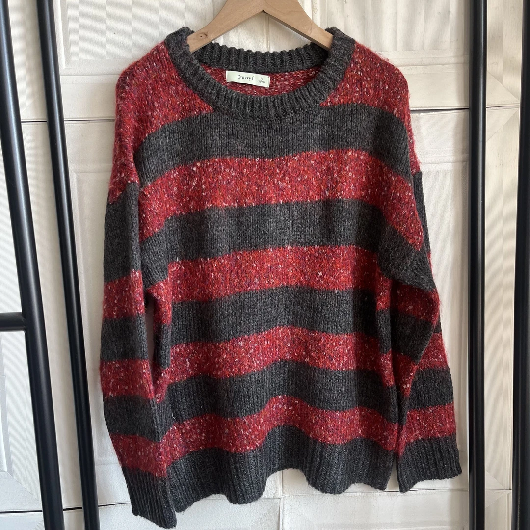 朵以2023冬季新款宽松甜美毛针织衫上衣套头毛织女38DD535029