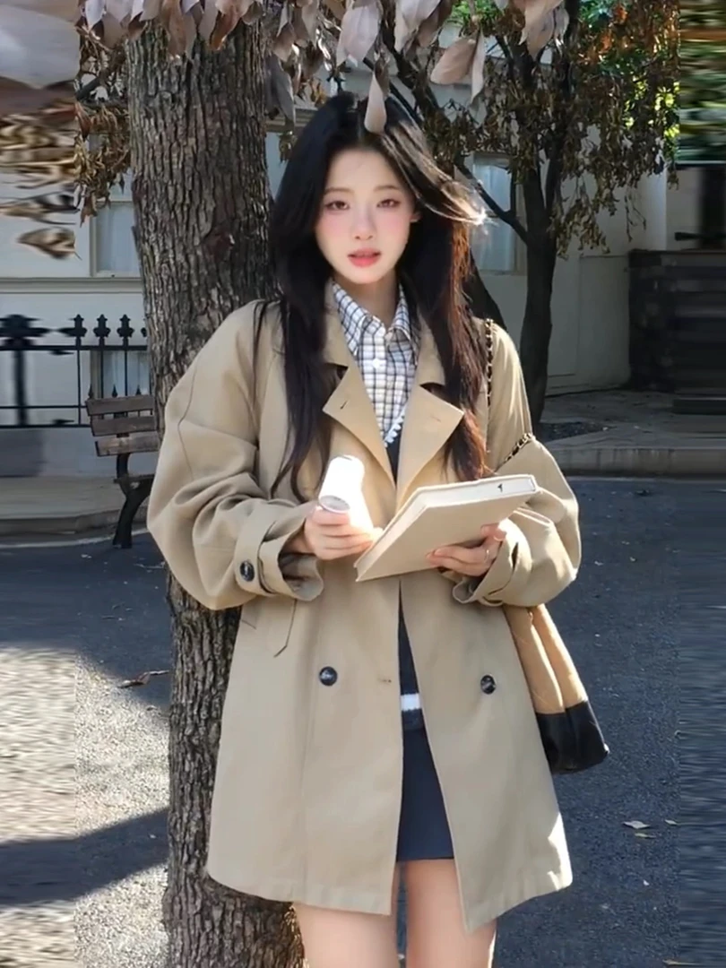 气质风衣外套女2025春秋季新款巨好看英伦风小个子韩版宽松中长款