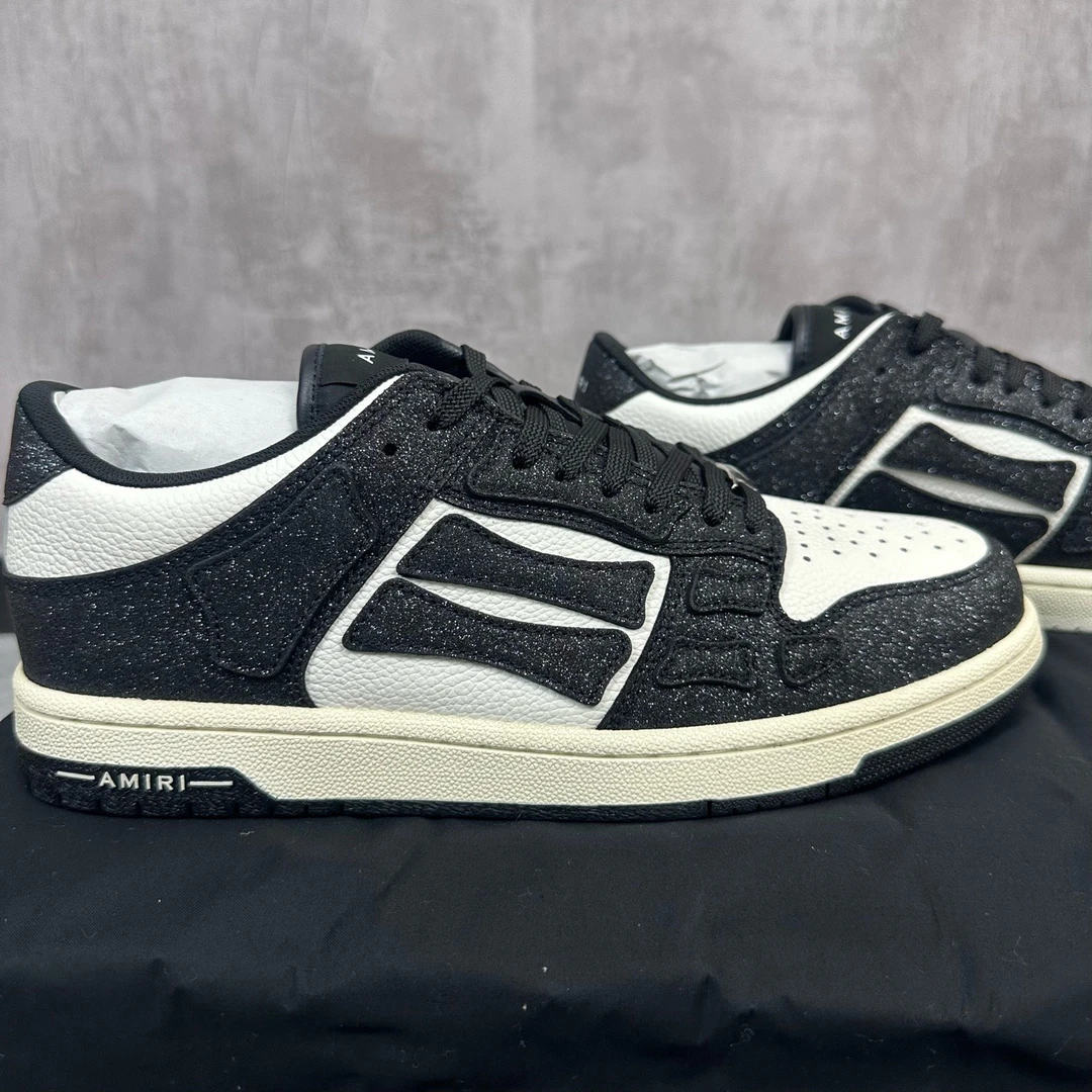 全新未使用 YSL/圣罗兰 Amiri 骨头鞋 黑白细闪配色 全新全套42码