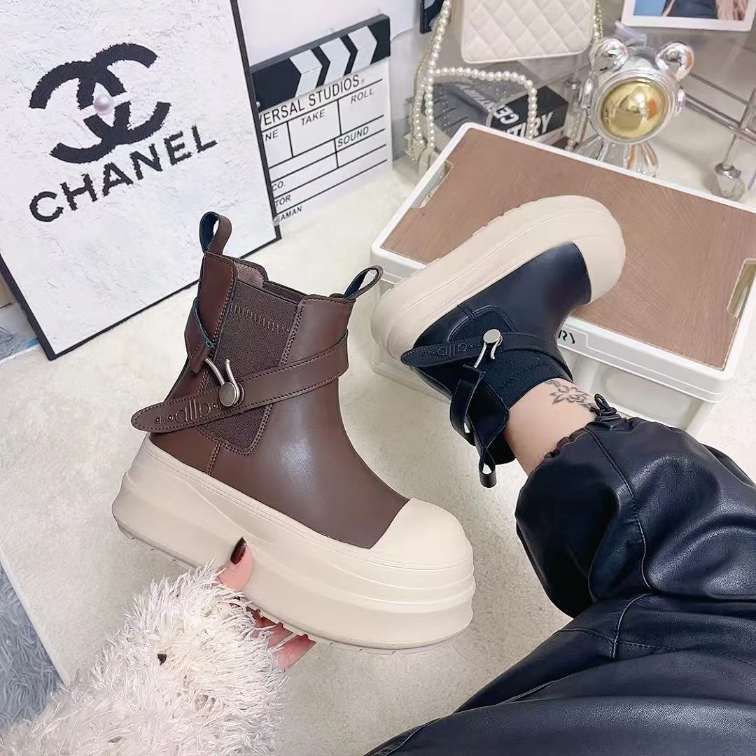 郭姐甄选～809-59欧货大头松糕厚底切尔西女2025冬季新烟筒靴短靴