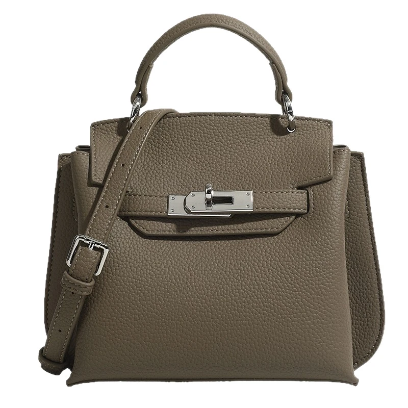 真皮女包2025新款春夏高级感迷你凯莉包个性时尚单肩包小包斜挎包