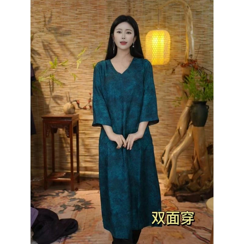 【海浪裙】蓝紫定制老料新中式国风款连衣裙60-8126海浪裙