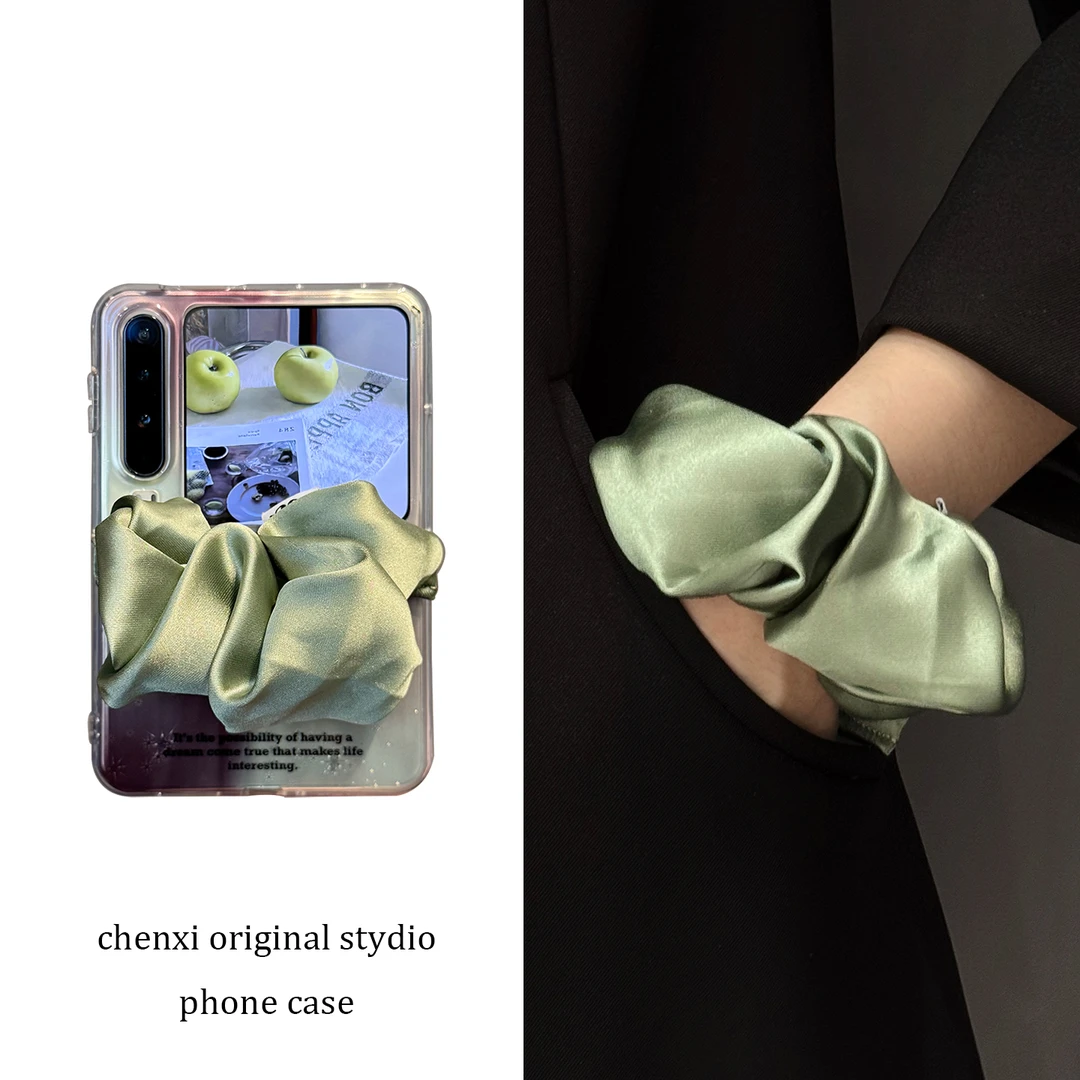 适用华为purax典藏版折叠屏手机壳pocket2梦幻星空纹绿色丝巾腕带