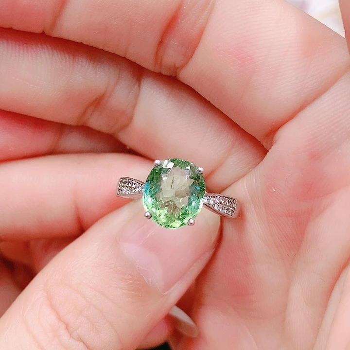 碧玺戒指银S925镶嵌8:5✖️9.8