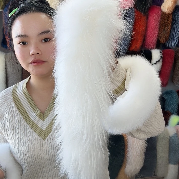 ℋ***࿐硅胶真皮真毛长毛白色