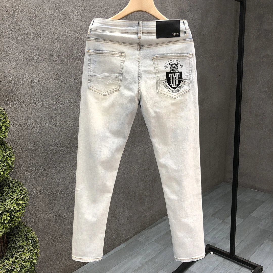 KEMPOTIWO肯珀蒂韦品牌牛仔裤男修身小脚裤子2025年新款韩版长裤