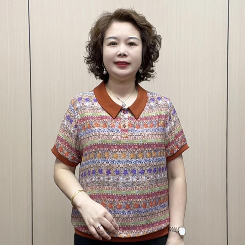 2025夏季时尚透气女装气质显瘦薄款短袖减龄百搭女士洋气妈妈装
