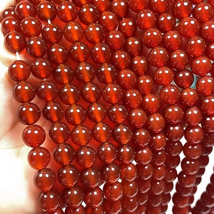 玛瑙/玉髓未镶嵌珠宝半成品A级红玛瑙卡8mm
