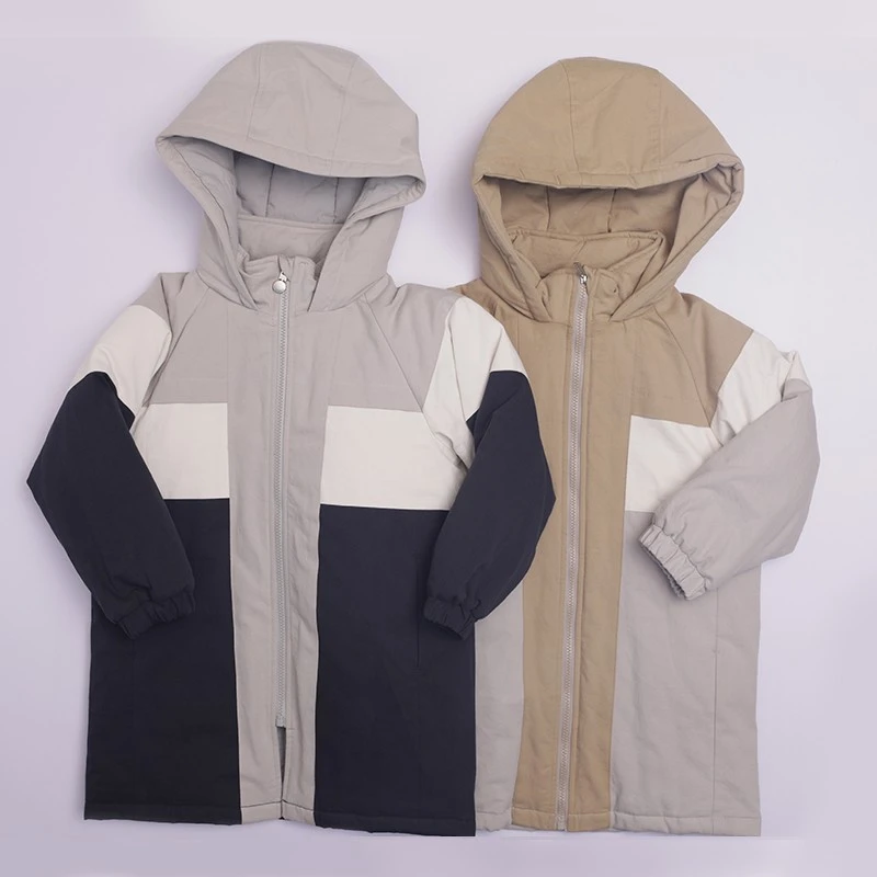 儿童棉服保暖防风加厚款撞色男大童中长棉衣3411065345