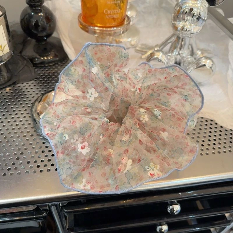 韩国蓬泡泡纱发圈小清新碎花发圈早春新款高级感森系扎头发头饰