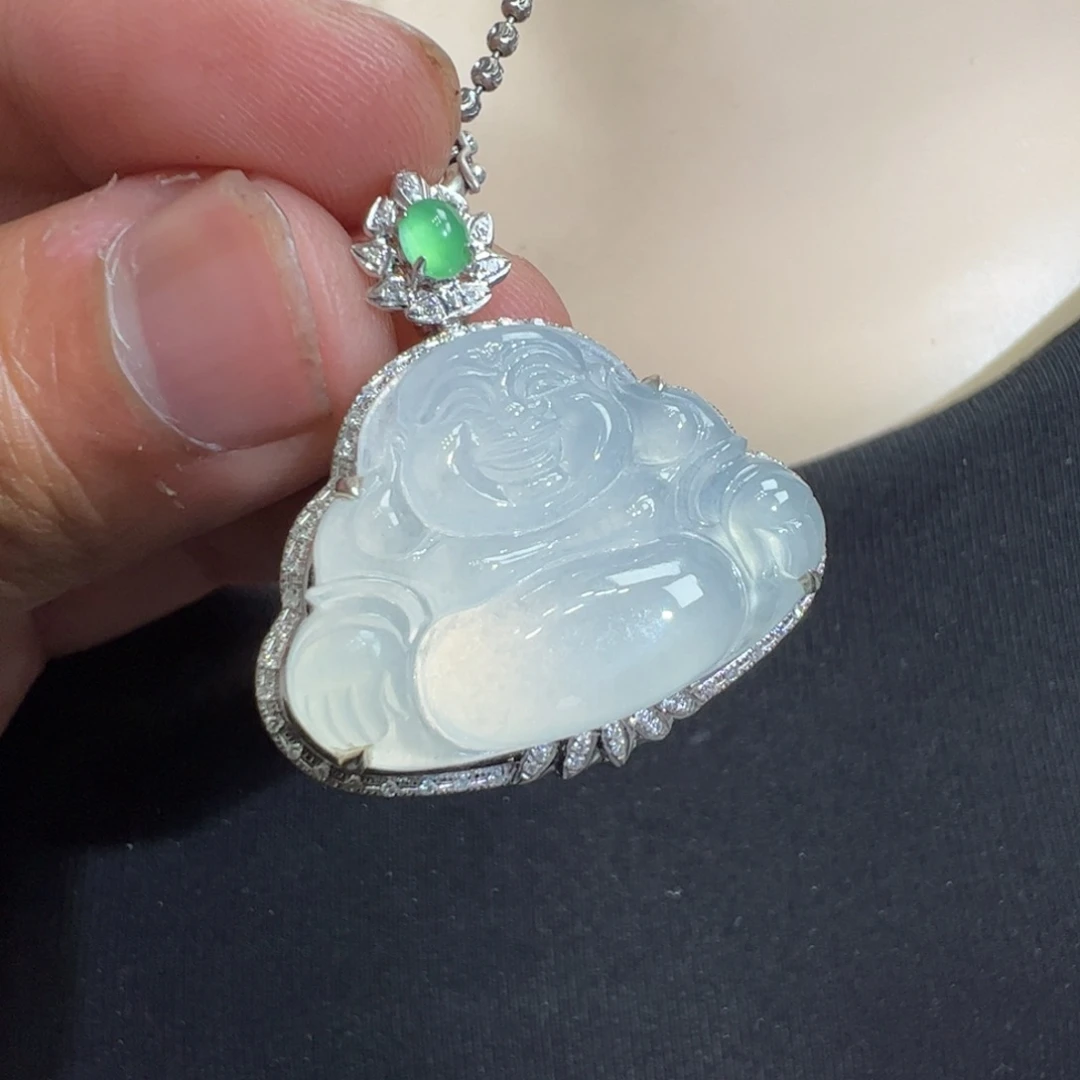 翡翠吊坠(不含链)18K金镶嵌