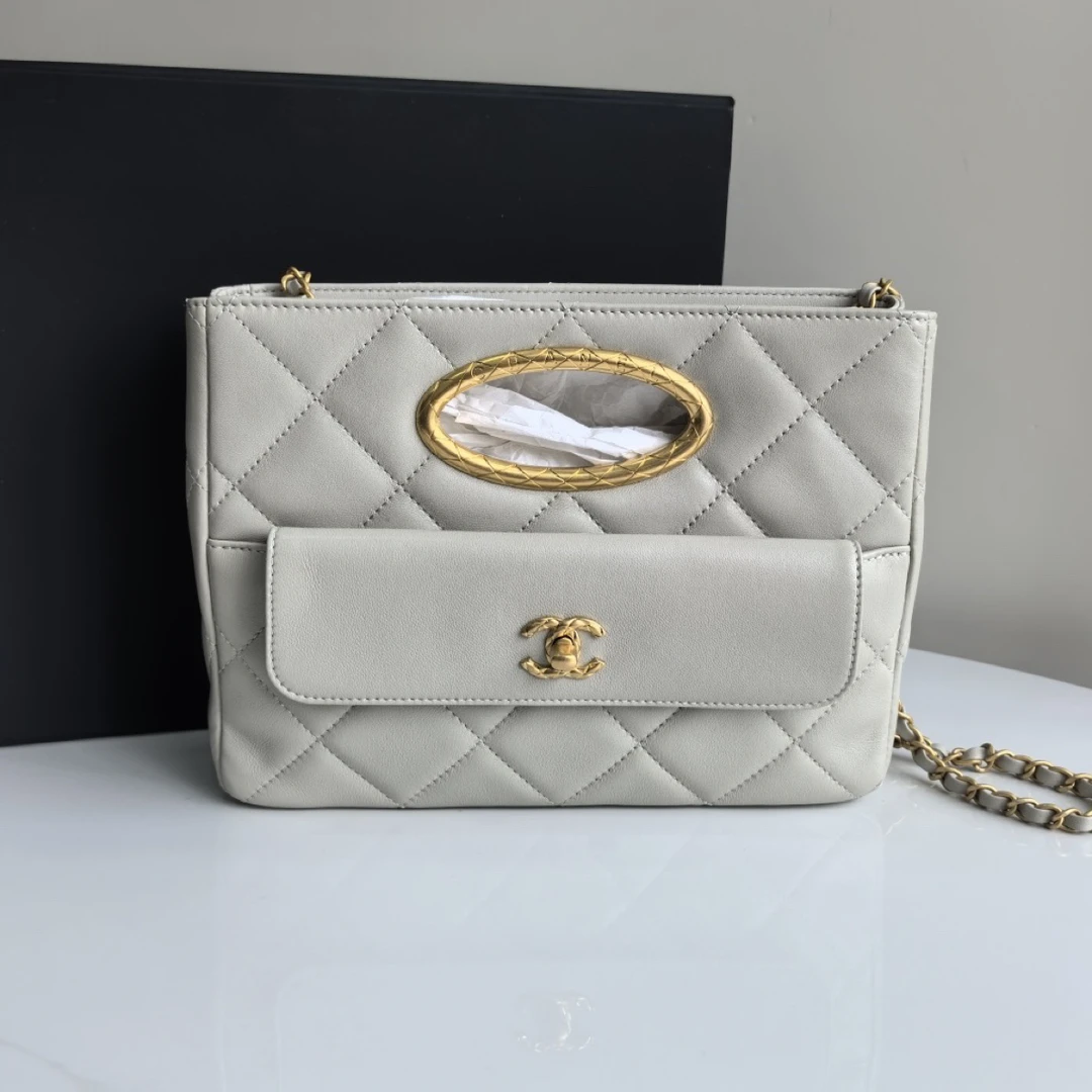 99新 Chanel/香奈儿 24B 白金晚宴手拿包tote 单肩斜挎包
