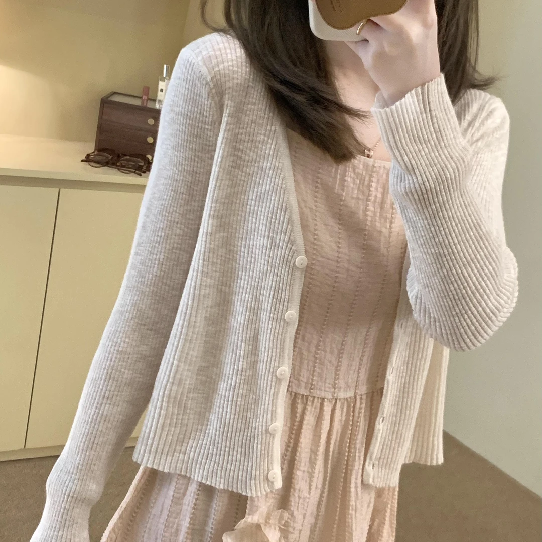 FUGUI RICH小个子长袖开衫女夏季新款法式搭配针织衫26251MZS1297