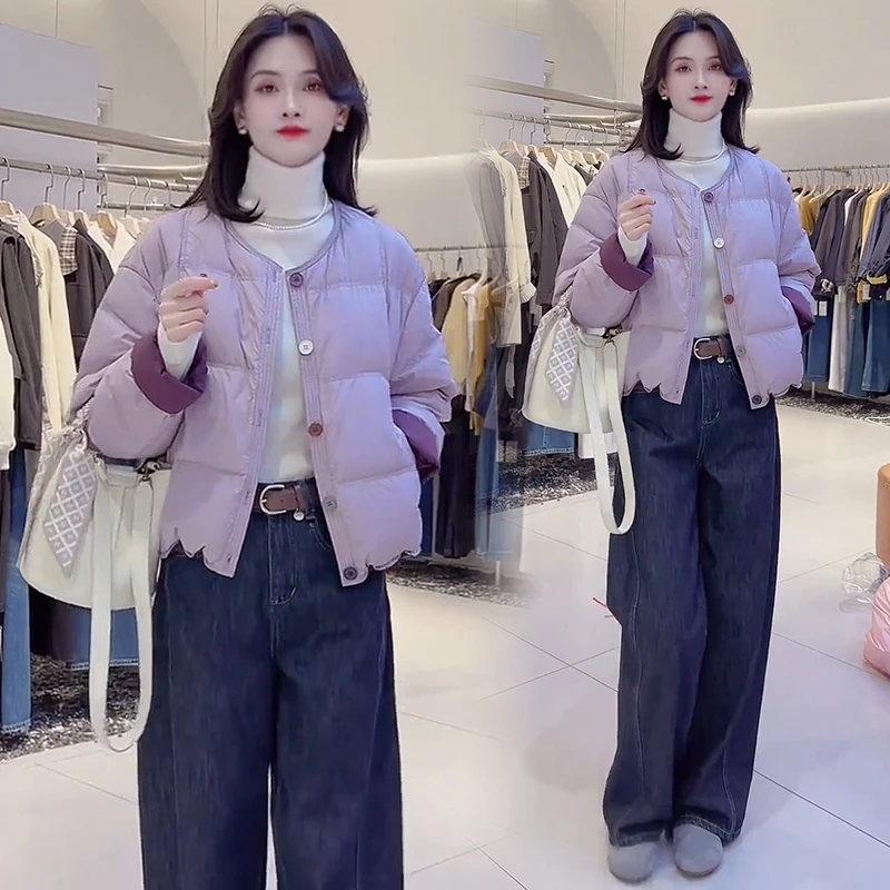 时尚短款羽绒棉服女2025冬季新款洋气宽松棉袄加厚保暖棉衣外套潮