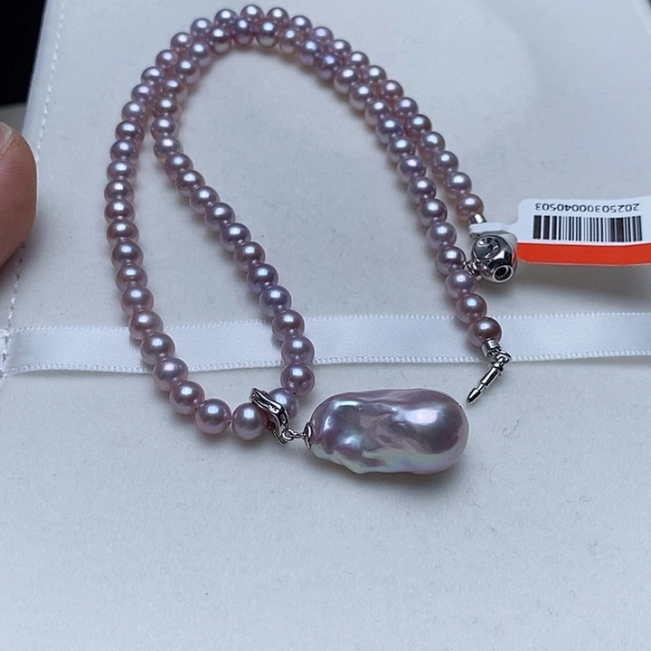 女***c淡水珍珠银S925镶嵌项圈