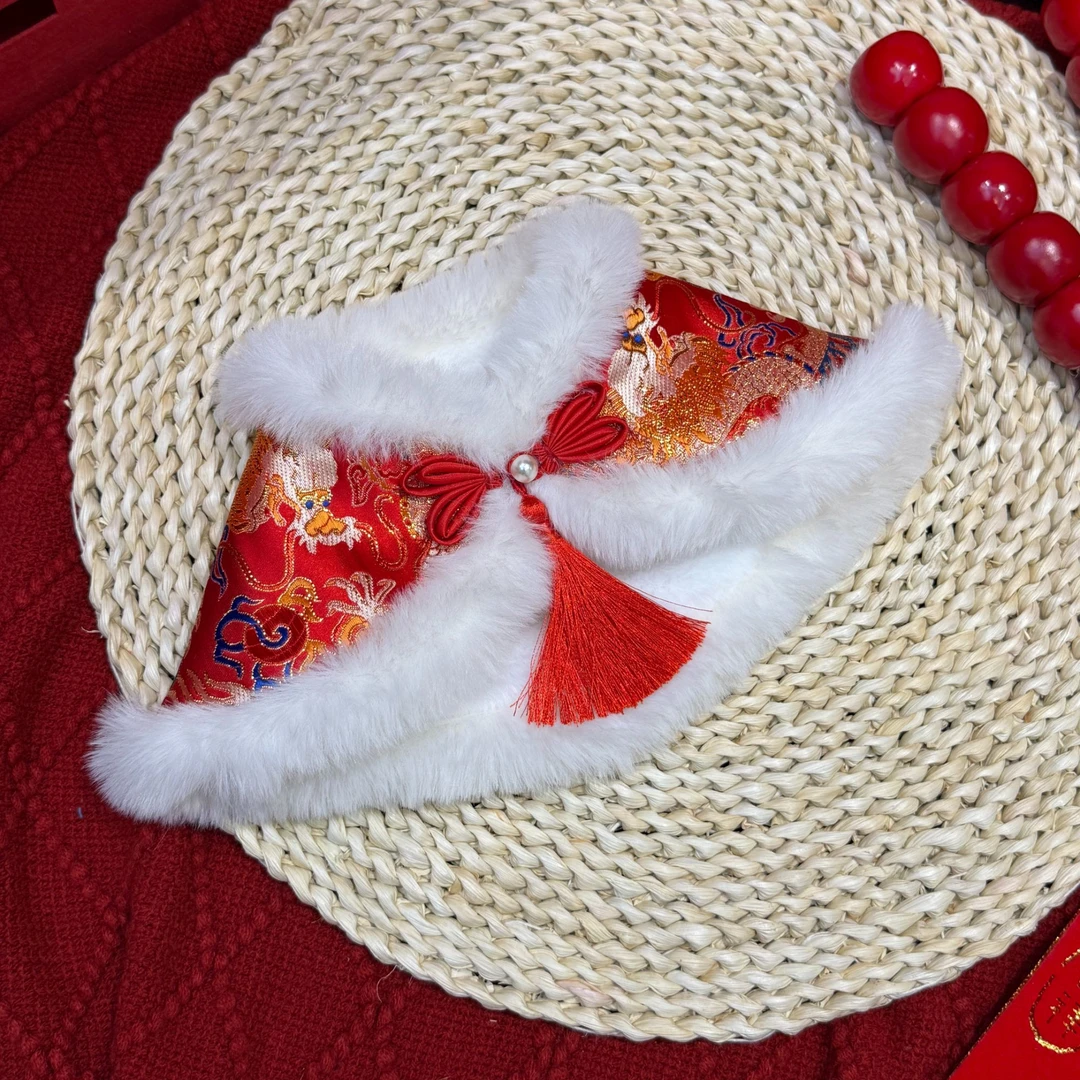 摇尾派通用宠物斗篷中国结冬款中式冬季虎头披风中国风