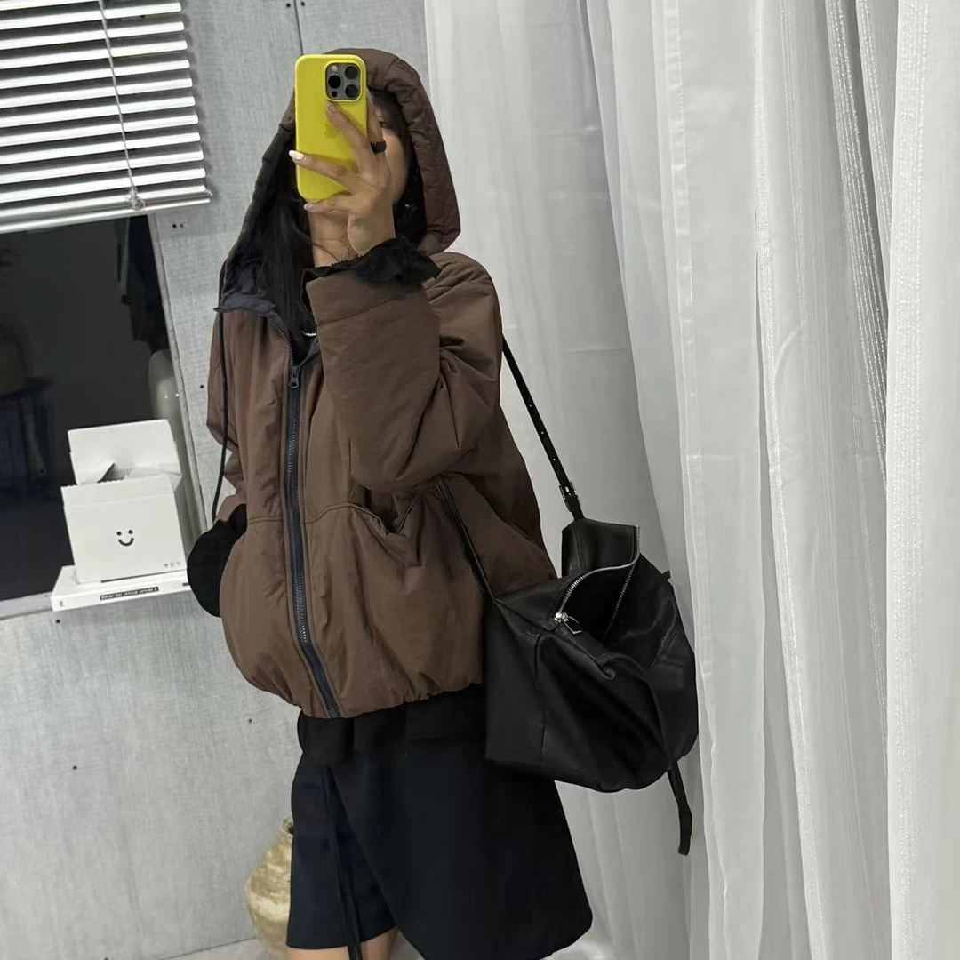 SISTERS【墨染咖啡】黑咖拼色连帽外套