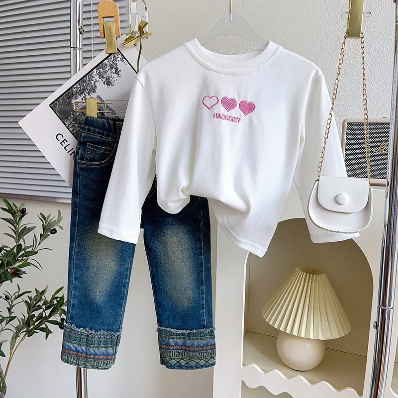 女童牛仔裤春秋季新款洋气窄版直筒裤儿童薄款显瘦烟管裤