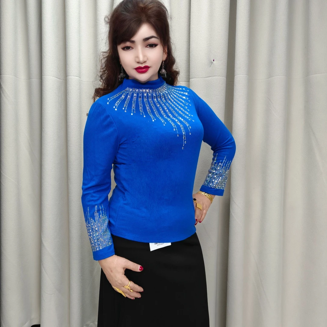 时尚女装长袖秋冬T恤修身半高领