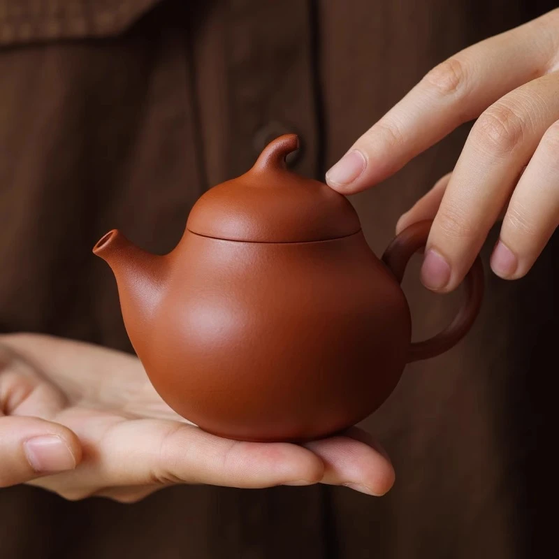 朱泥梨壶紫砂壶套装手工宜兴大红袍茶壶茶具手拉壶泡茶壶西施单壶