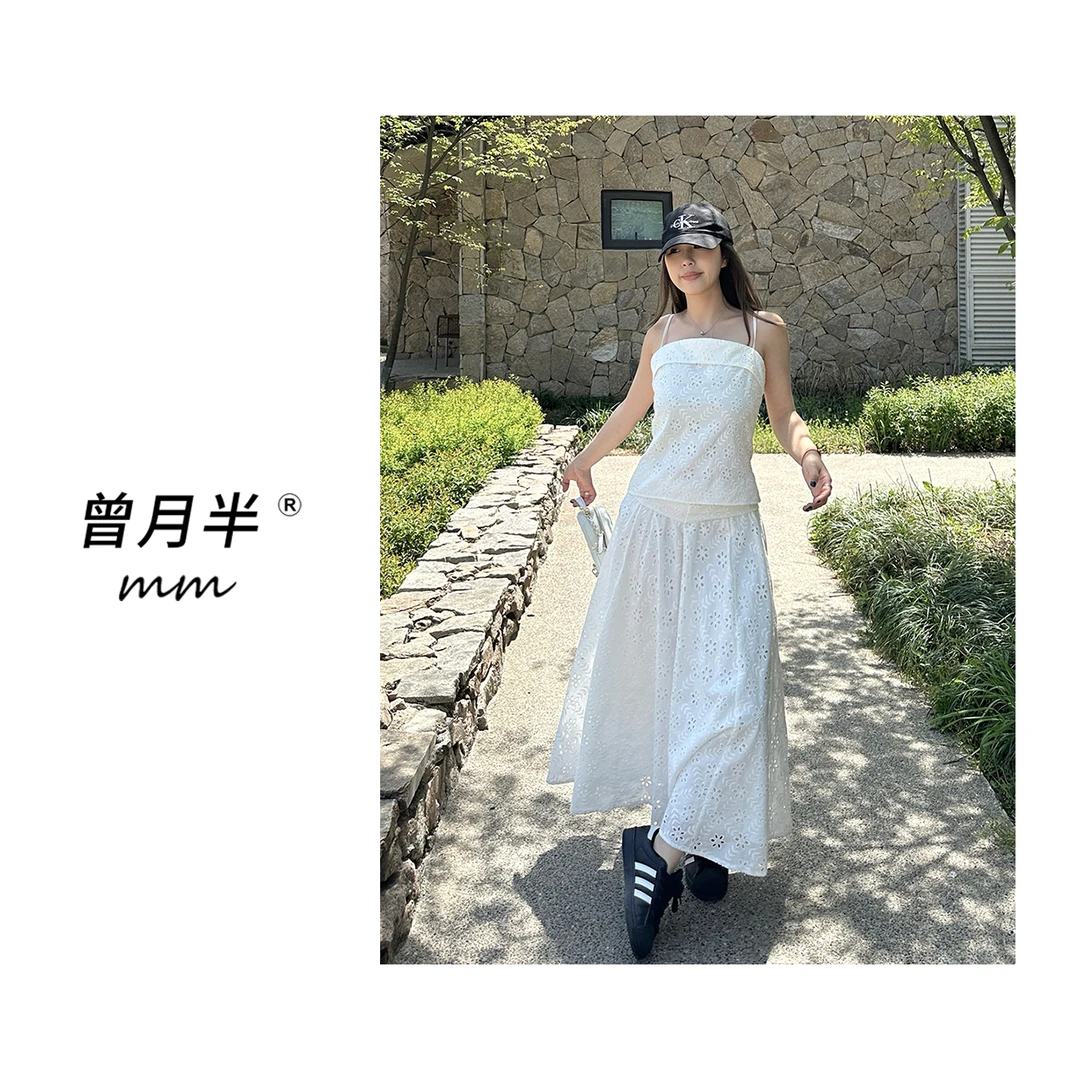 曾月半《仙欲仙套装》纯纯欲动小白花全棉刺绣两件套装！ZL98