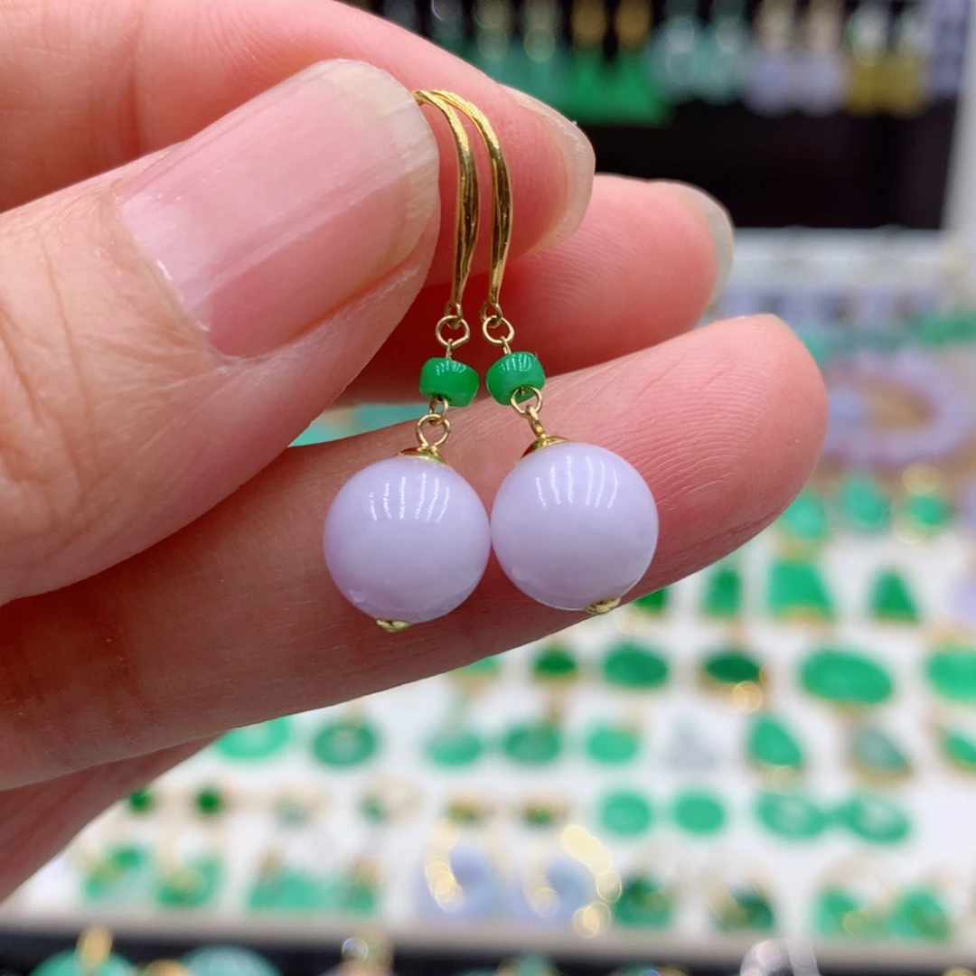 翡翠18K金镶嵌耳饰