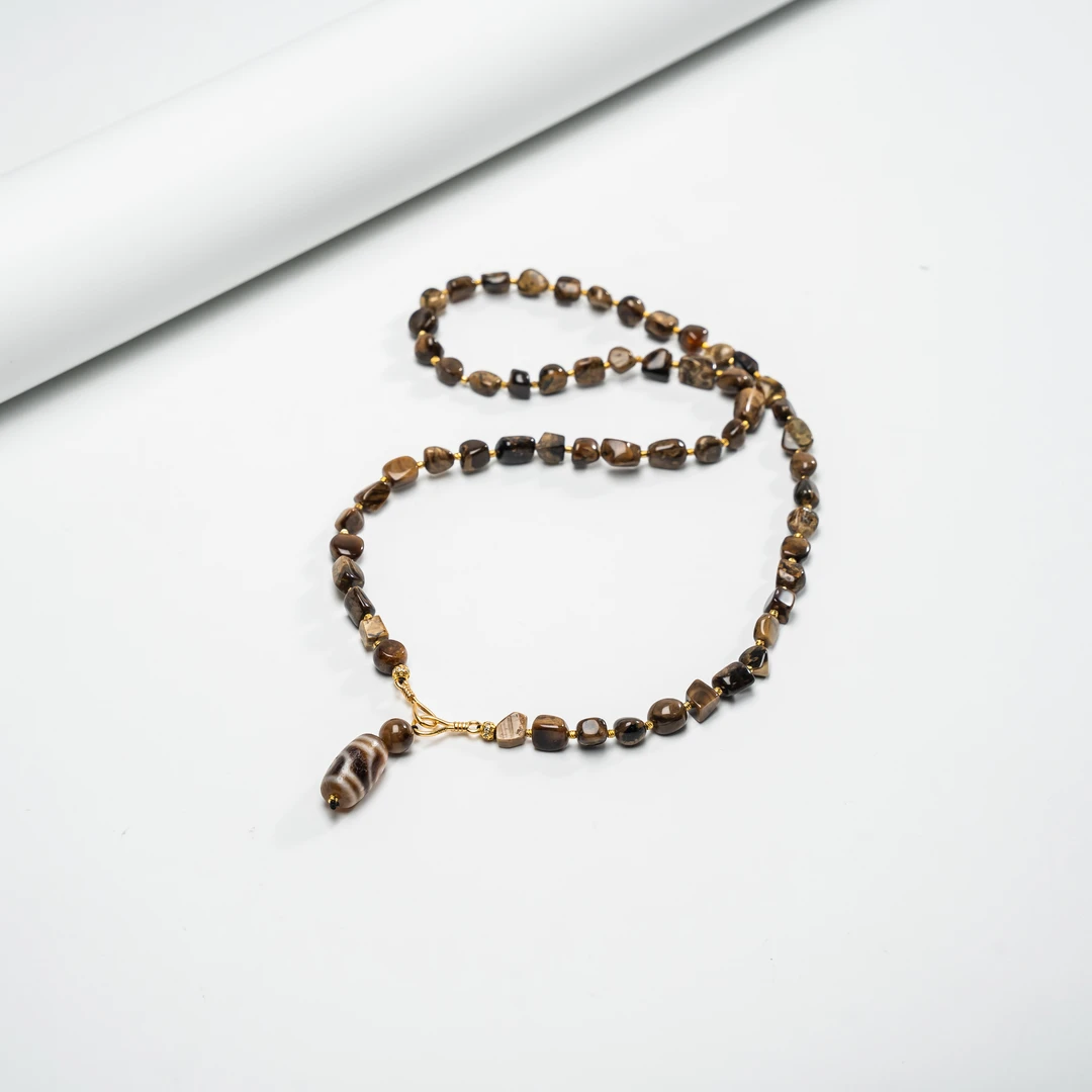 老油根随形珠珠琥珀项链SDTP4825（多样性发其一）