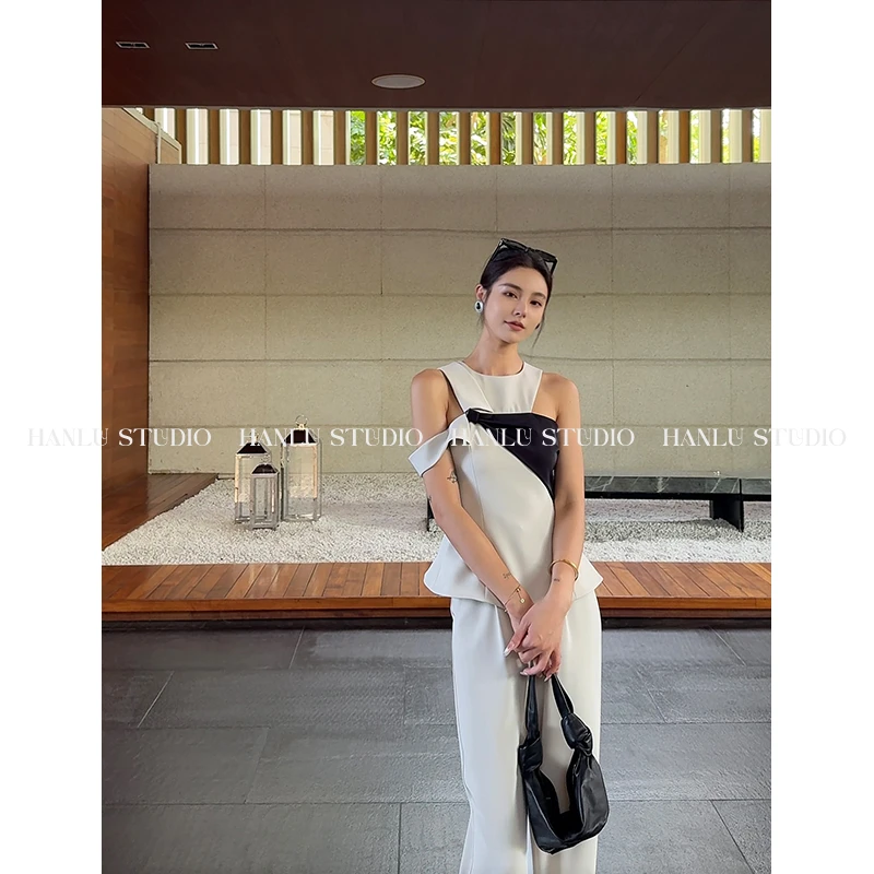 HANLU STUDIO小众设计感夏日清凉感薄荷蓝极简套装