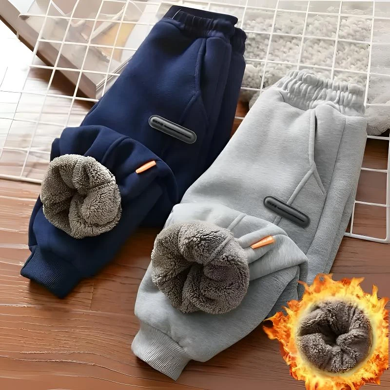 【500克加厚一体绒】儿童加绒加厚羔羔绒运动裤休闲裤冬季卫裤外穿