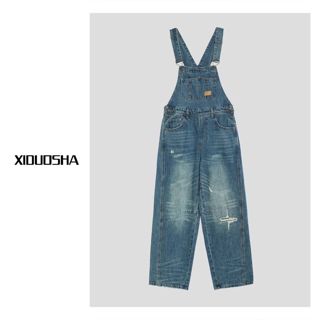 XIDUOSHA/喜朵莎原创设计款复古风显瘦减龄牛仔背带裤 XDS1519