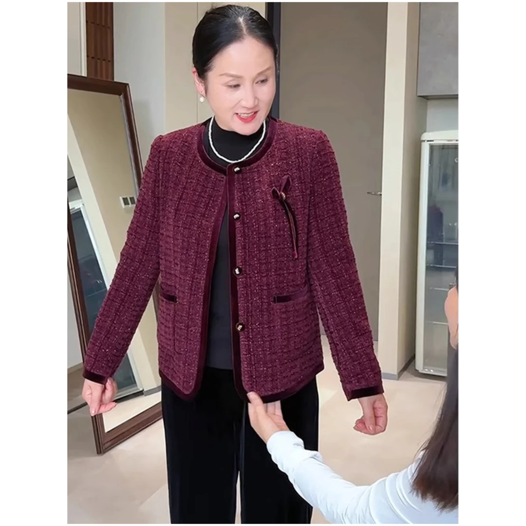 妈妈秋装外套气质小香风2025新款中老年女装春秋上衣喜婆婆婚宴装