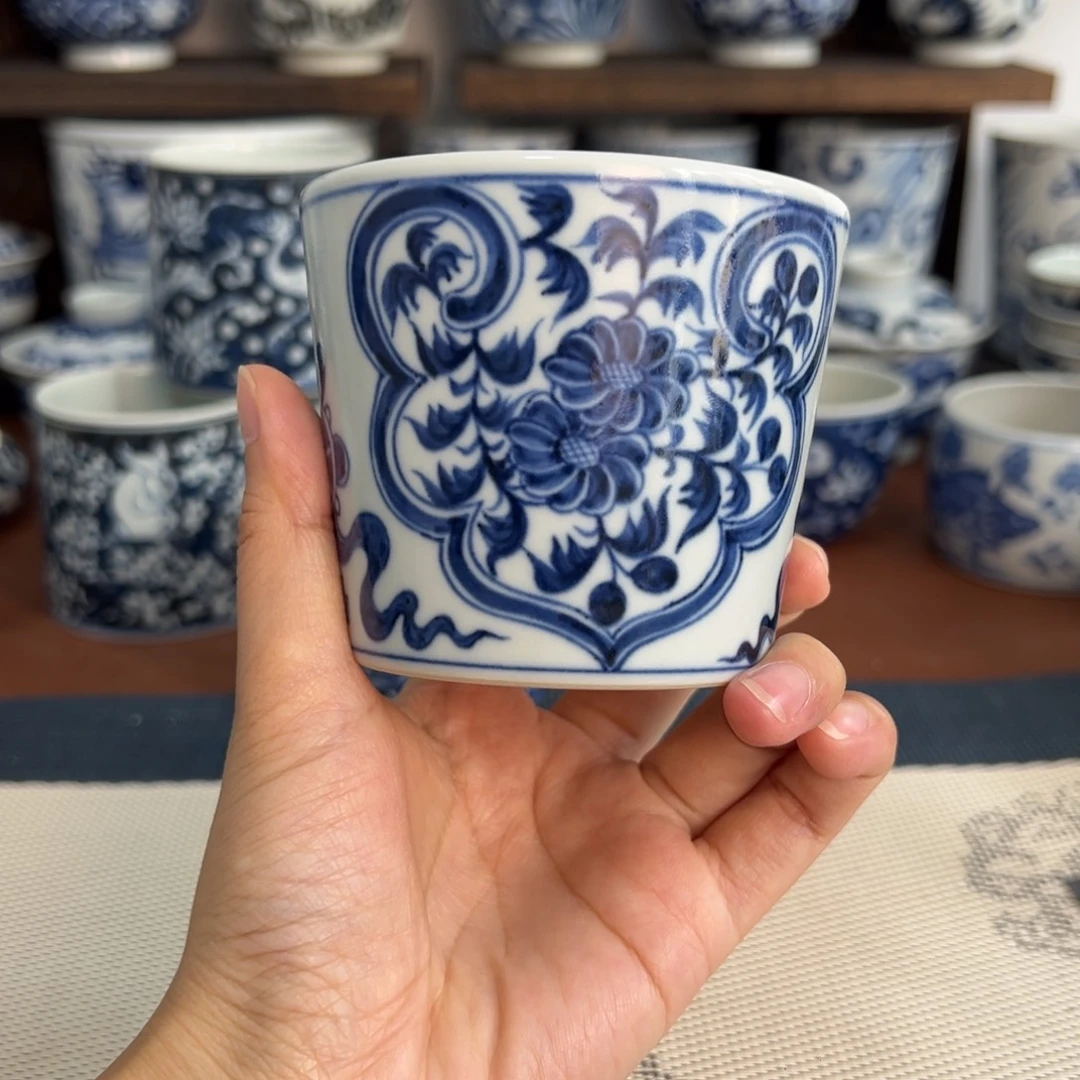 景德镇纯手绘花卉冰桶杯