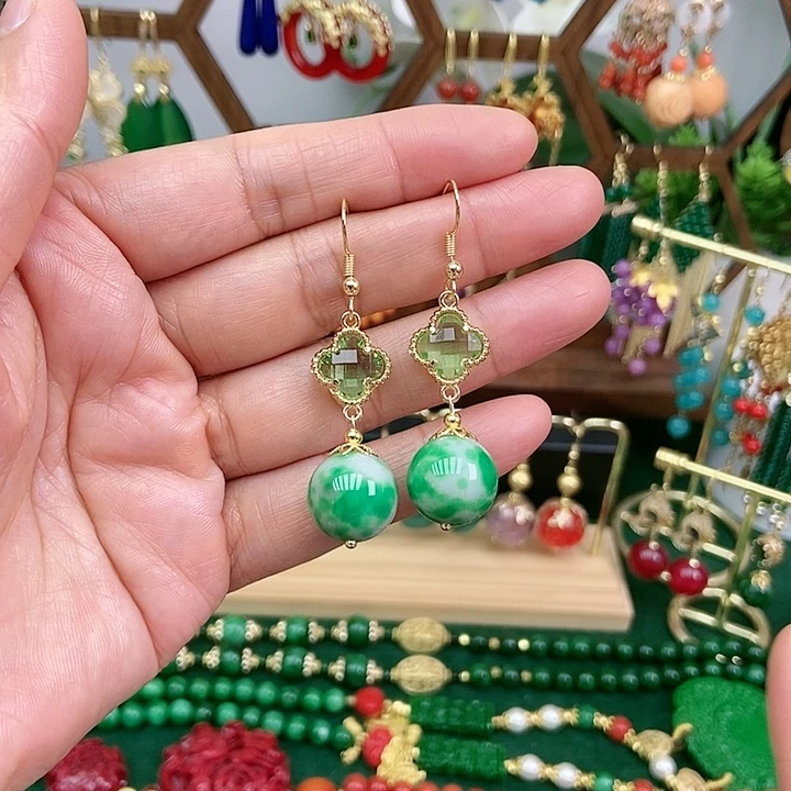 玛瑙/玉髓合金耳饰