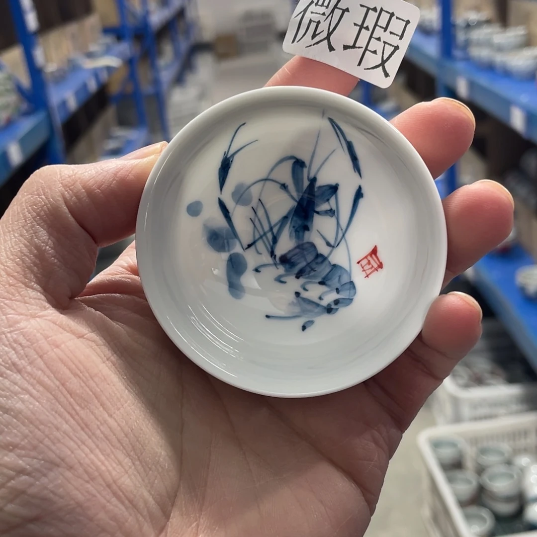 釉下手绘茶具微瑕