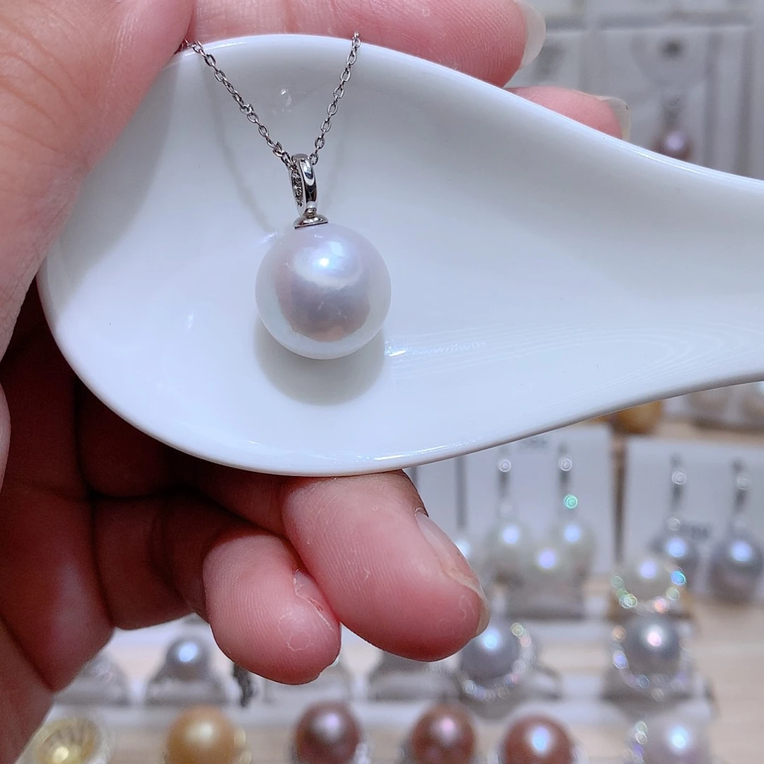 淡水珍珠银S925镶嵌吊坠(赠链)CC13.6m m