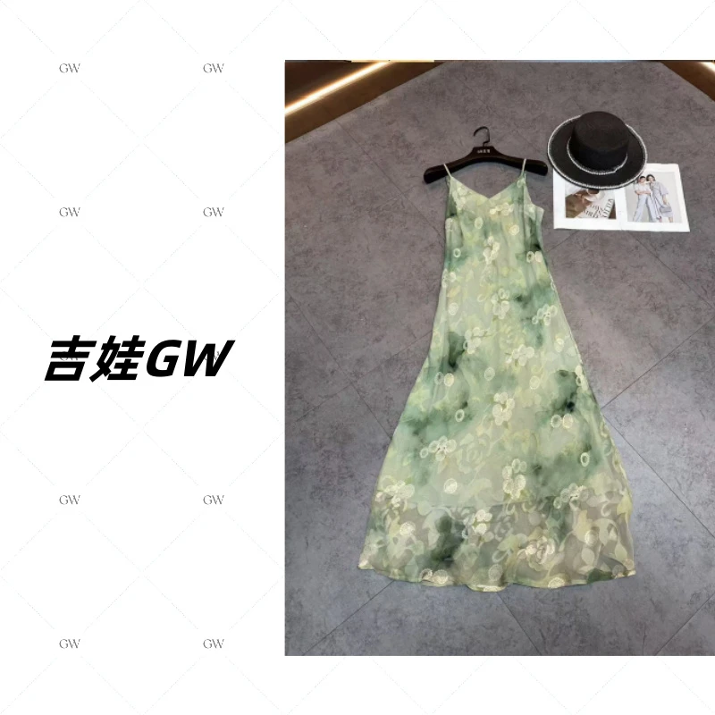 GW新款法式气质碎花高级感吊带连衣裙25c-5113
