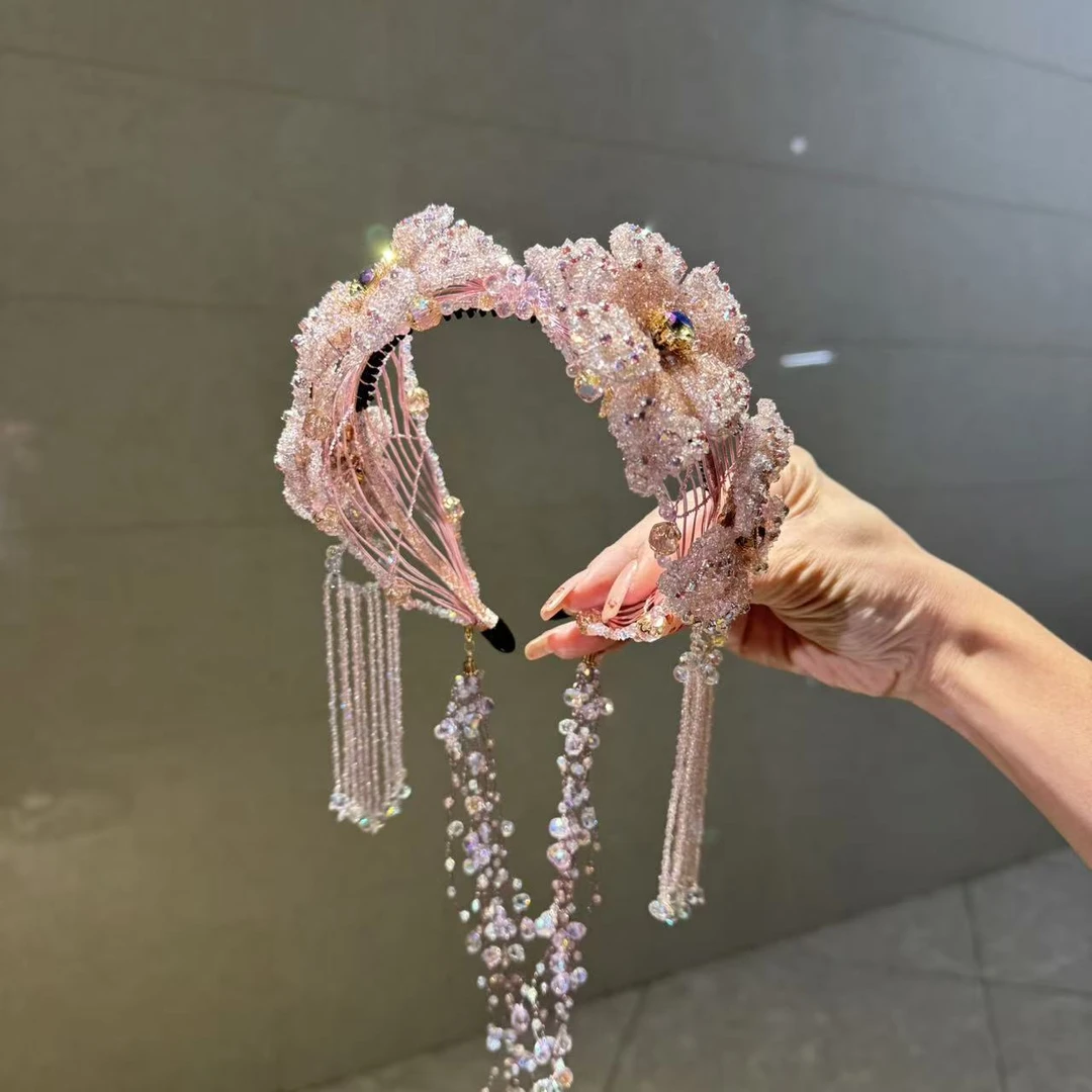 【莫奈海之星】粉幻影流苏高定发箍高奢设计优雅气质经典款