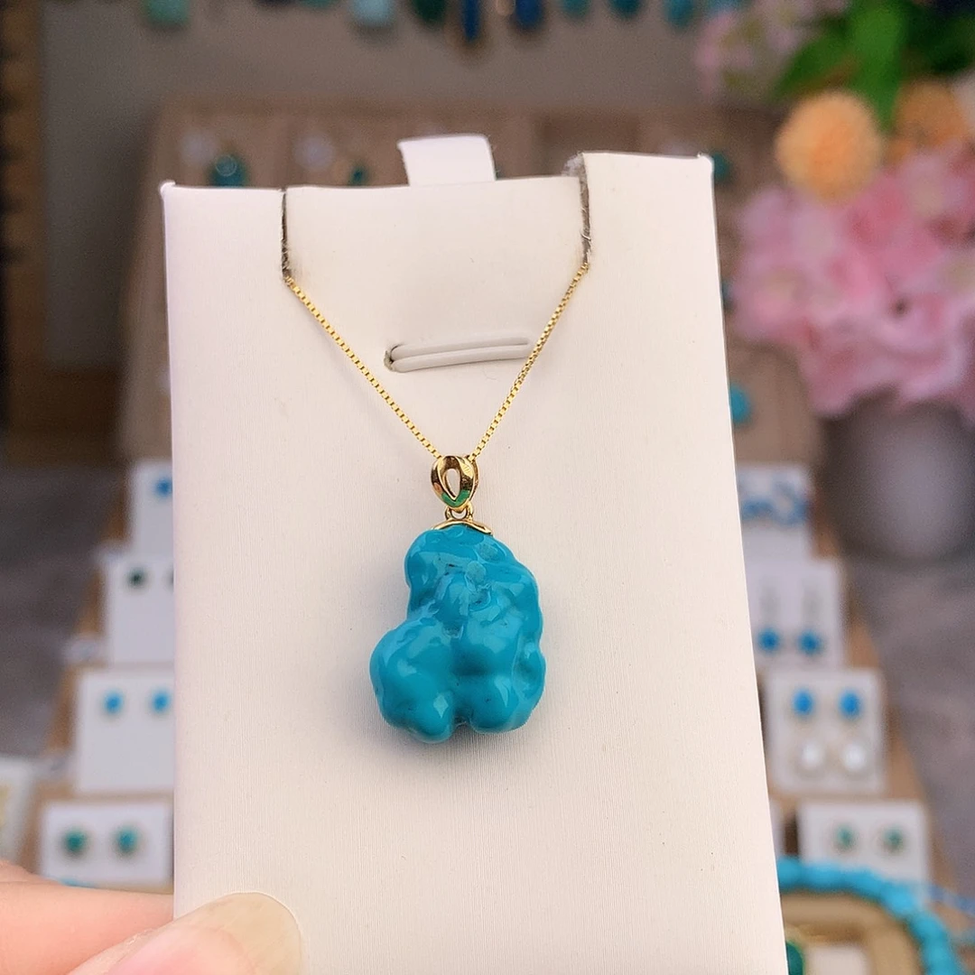 绿松石18K金镶嵌颈饰