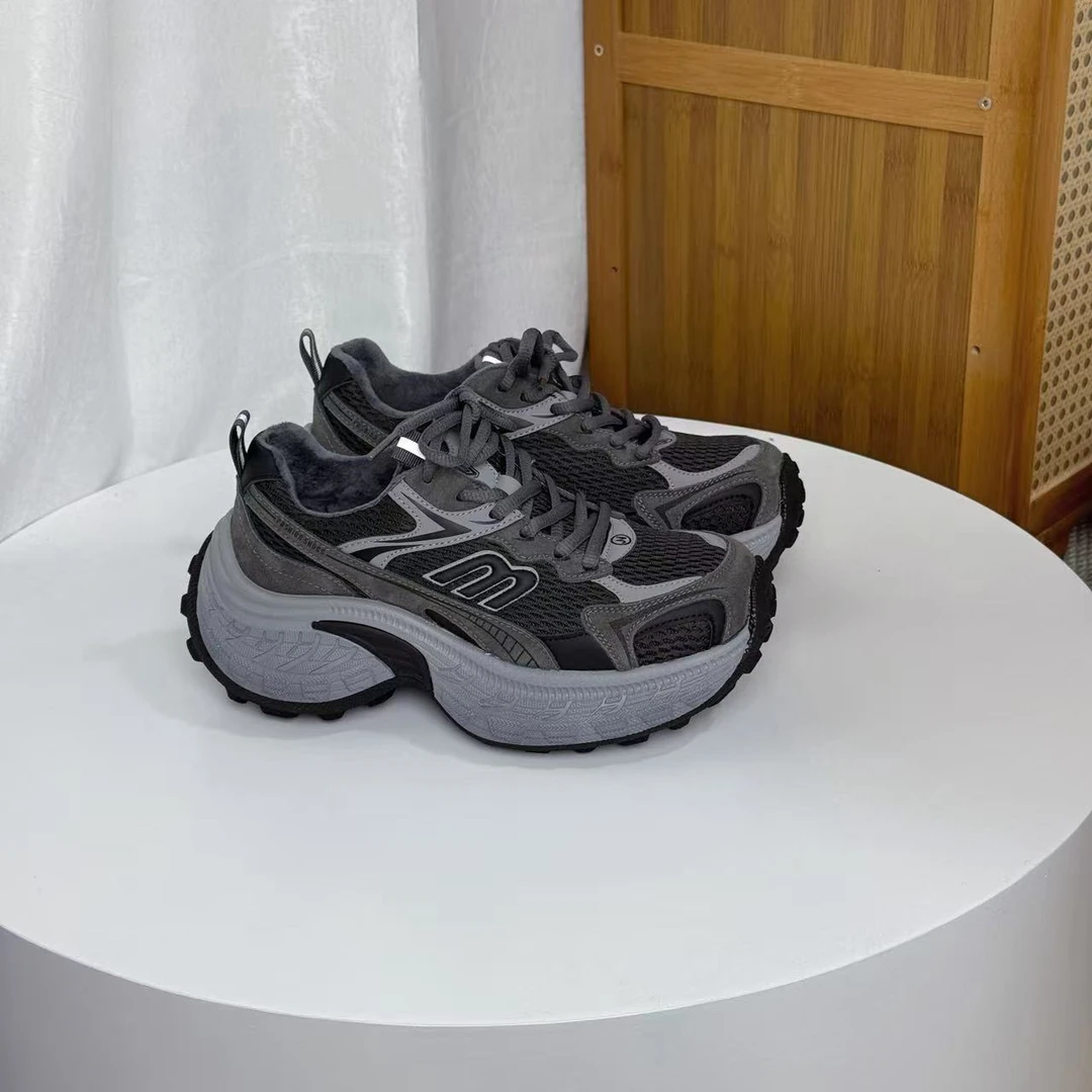 增高6厘米复古休闲厚底老爹鞋冬季加绒保暖运动鞋休闲女鞋